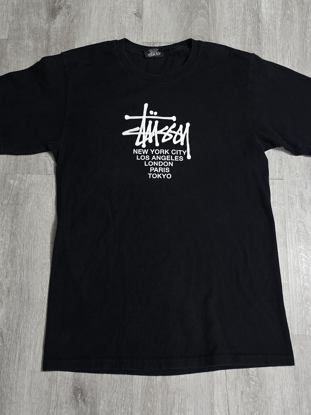 Stüssy World Tour Classic World Tour Black Tee Skater Small